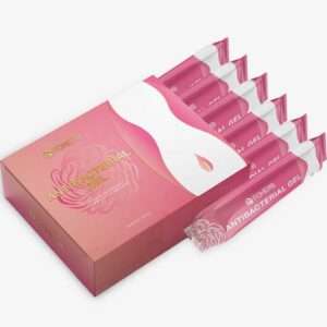 Official packaging of the Antibacterial Foherb vagina cleansing gel showing the box and individual applicator tubes